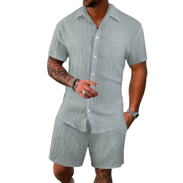 Riolio European and American men's summer leisure sports suit cross-border trend loose breathable short-sleeved shirt